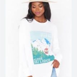 NWT show me your mumu: bosco ski top -aspen postcard graphic